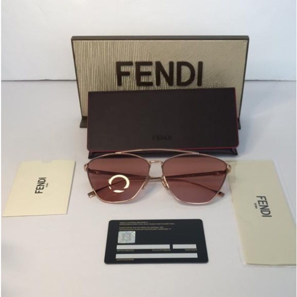 Fendi 64mm Cat Eye Sunglasses FF0438/S ROSE GOLD - Picture 8 of 12